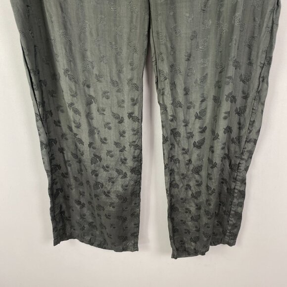 April Cornell Pants Womens Size M Floral Straight Leg Drawstring Sage Green - Picture 3 of 8